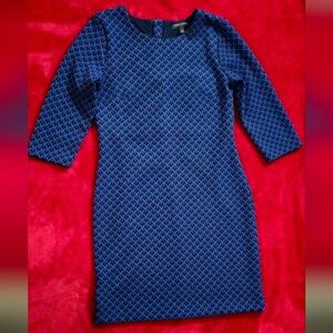 Banana Republic Blue Herringbone Diamond Patterned Dress - Size Small